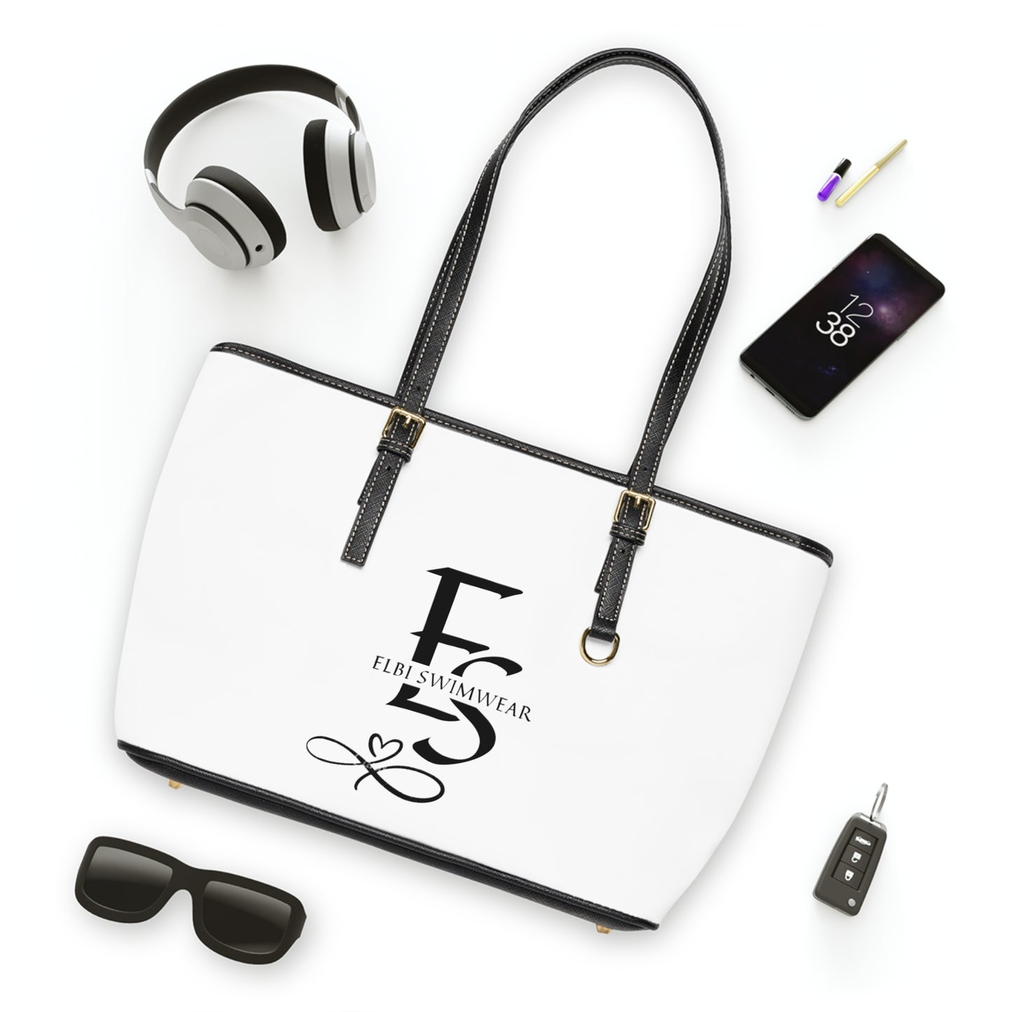 CUSTOM MADE LEATHER STRAPPED SIGNATURE BEACH TOTE